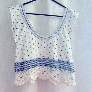 Free People Embroidered Crochet Top